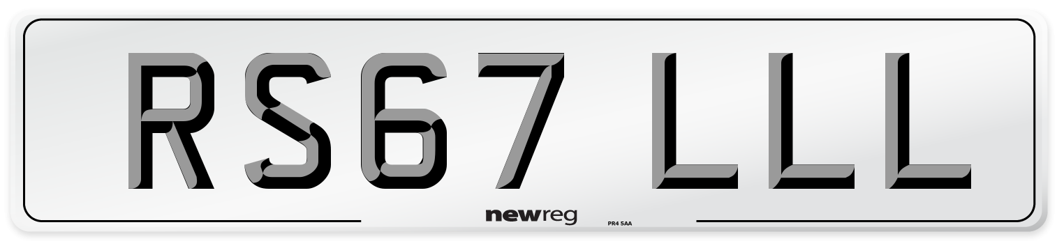 RS67 LLL Number Plate from New Reg